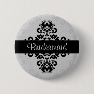 Damask bridesmaid wedding 6 cm round badge