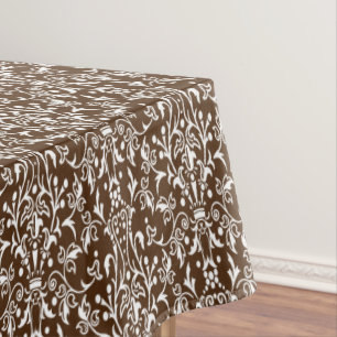 Damask Brown & White Tablecloth