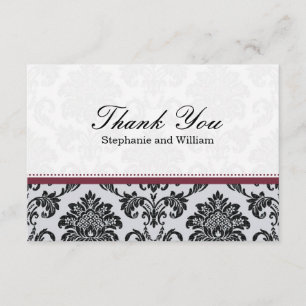 Damask Burgundy Wedding Thank You Card