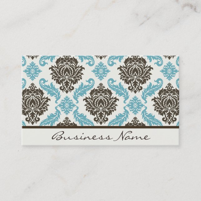 Damask Business Card (blue/brown) (Front)