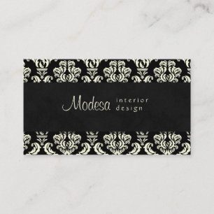 Damask Business Card Interior Design Cream Black 3
