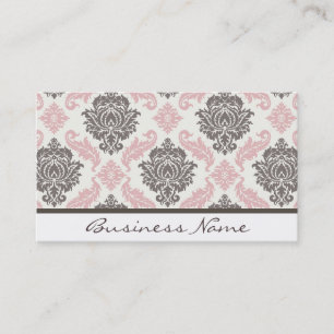 damask Business Card (pink/brown)