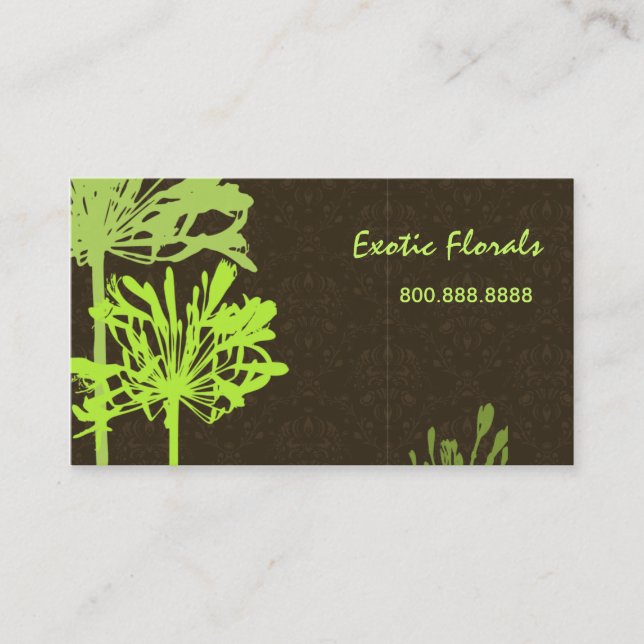 Damask Business Card with dash of retro florals (Front)
