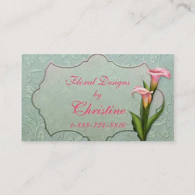 Damask Calla Lily Business Card (Front)