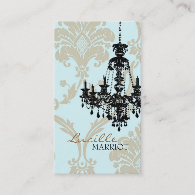 Damask Chandelier 2 Business Card (Mint) (Front)
