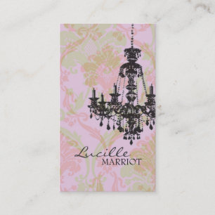 Damask Chandelier 2 Business Card (Pink Green)