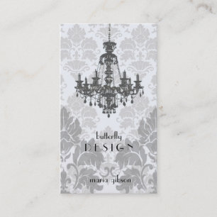 Damask Chandelier-grey Business Card (Top10)