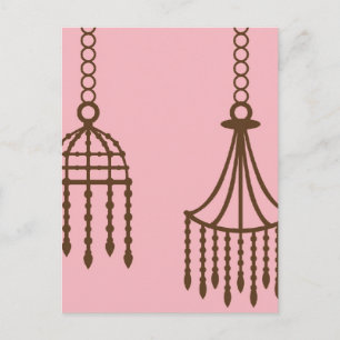 Damask chandelier wallpaper print pattern postcard