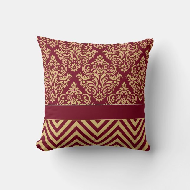 Damask Chevron - burgundy sand Cushion (Front)