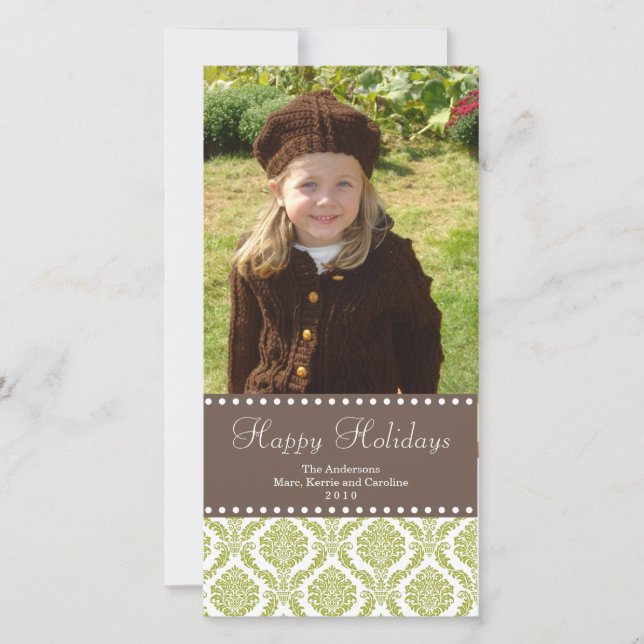 Damask  Christmas Photo Card (Front)