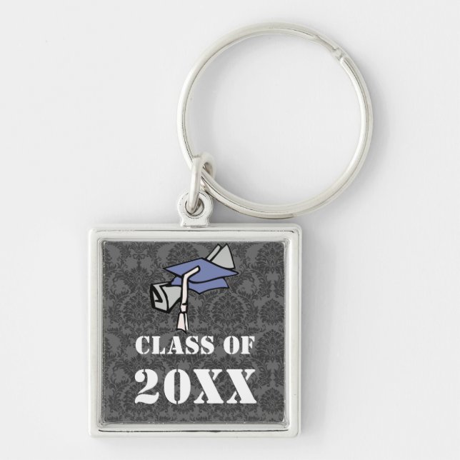 Damask Class of 2011 Graduation Cap Keychain (Front)