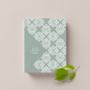 Damask Classic Abstract Geometric Pale Green Notebook