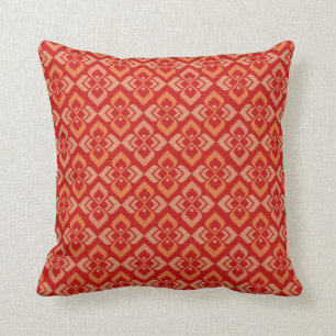 Damask classic red, orange warm toned pillow