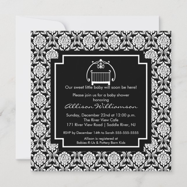Damask Crib Baby Baby Shower Invitation (Front)
