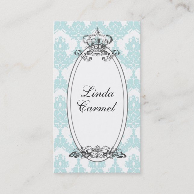 Damask Crown Business Card (Mint) (Front)
