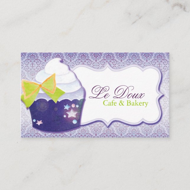 Damask Cupcake Bakery Business Card (Front)