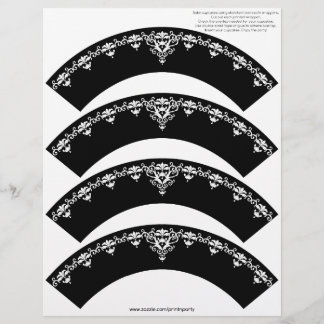 Damask Cupcake Cosie - White on Black