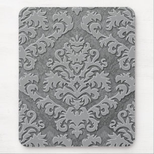 Damask Cut Velvet, Double Damask Monotone Mouse Mat