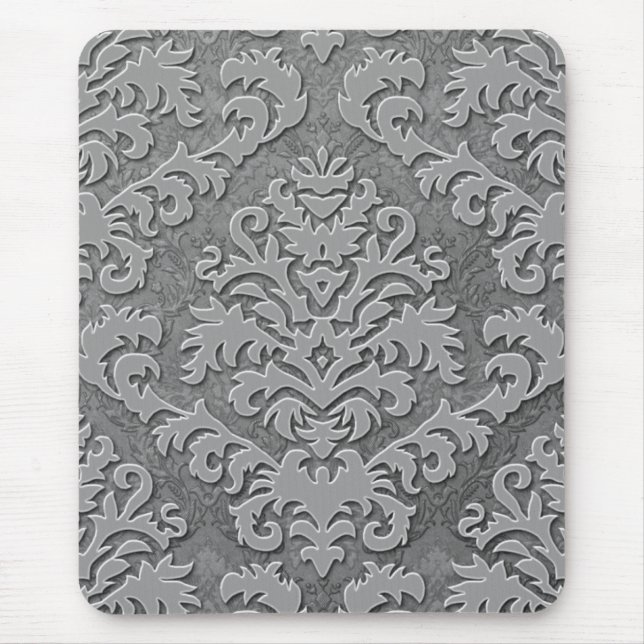 Damask Cut Velvet, Double Damask Monotone Mouse Mat (Front)