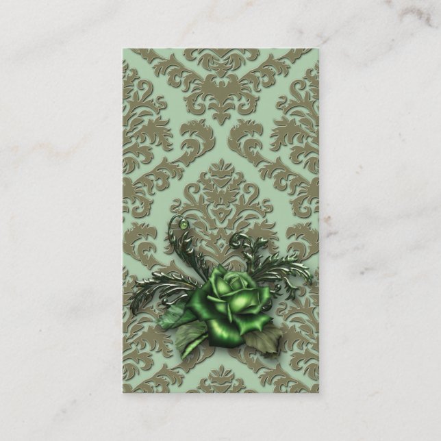 Damask Cut Velvet, DUSTY ROSE Business Card (Front)