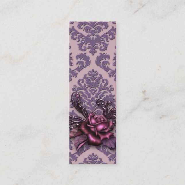 Damask Cut Velvet, DUSTY ROSE Mini Business Card (Front)