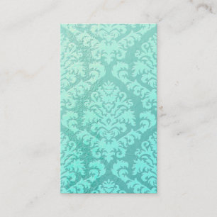 Damask Cut Velvet, Embossed Satin in Mint Green Business Card