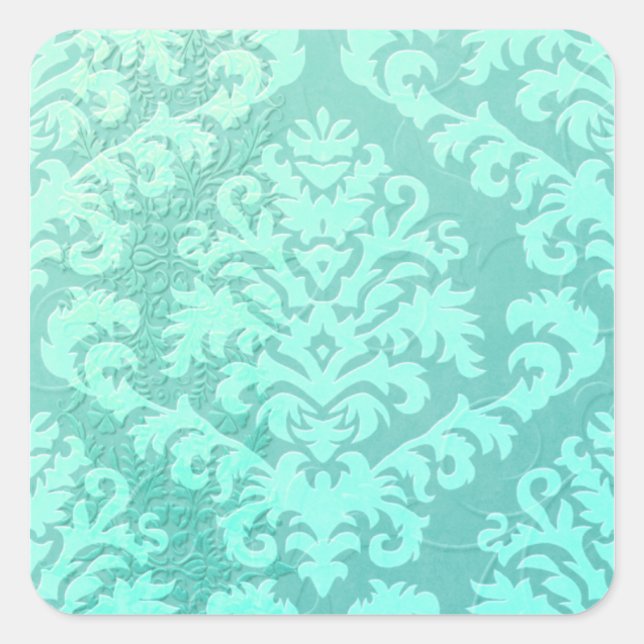 Damask Cut Velvet, Embossed Satin Square Sticker (Front)