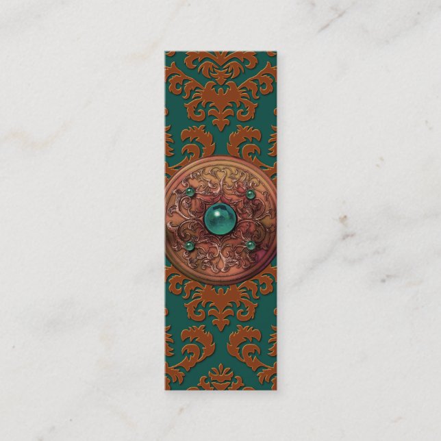 Damask Cut Velvet, Medallion Mini Business Card (Front)