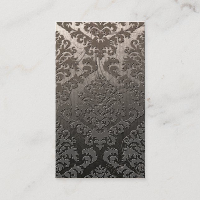 Damask Cut Velvet, Swank Swirls in Taupe Business Card (Front)
