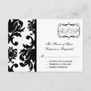 Damask Cute Vintage Elegant Classy RSVP Cards