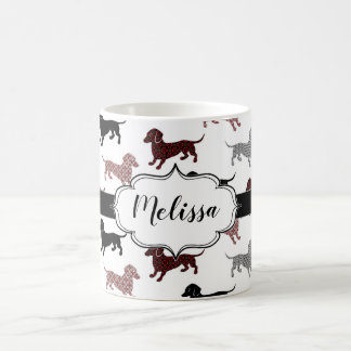 Damask Dachshunds Custom Retro Coffee Mug