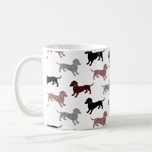 Damask Dachshunds Holiday Pattern Coffee Mug