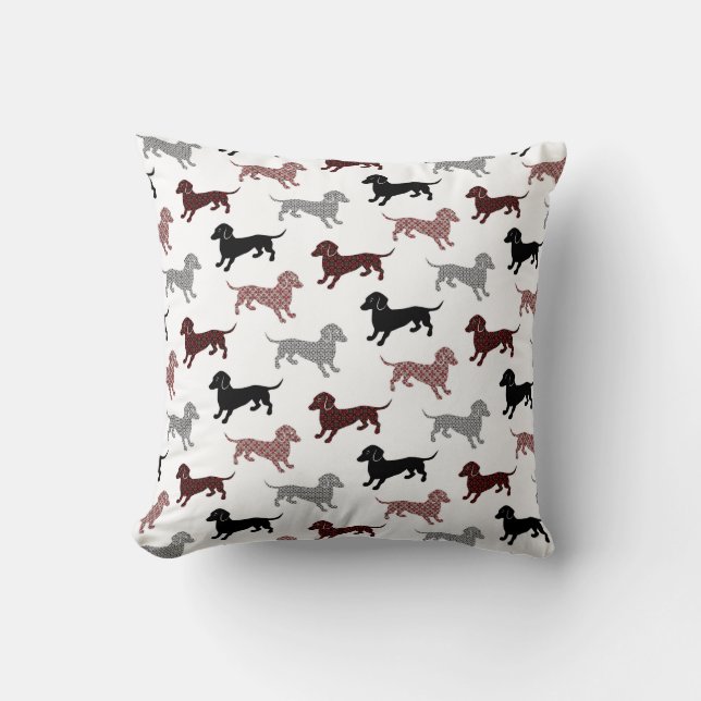 Damask Dachshunds Holiday Pattern Cushion (Front)