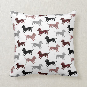 Damask Dachshunds Holiday Pattern Cushion