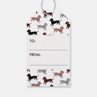 Damask Dachshunds Holiday Pattern Gift Tags