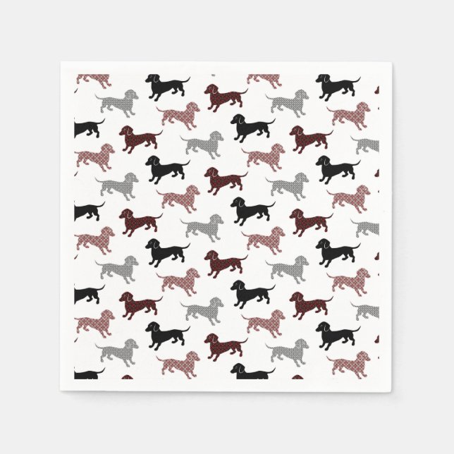 Damask Dachshunds Holiday Pattern Napkin (Front)