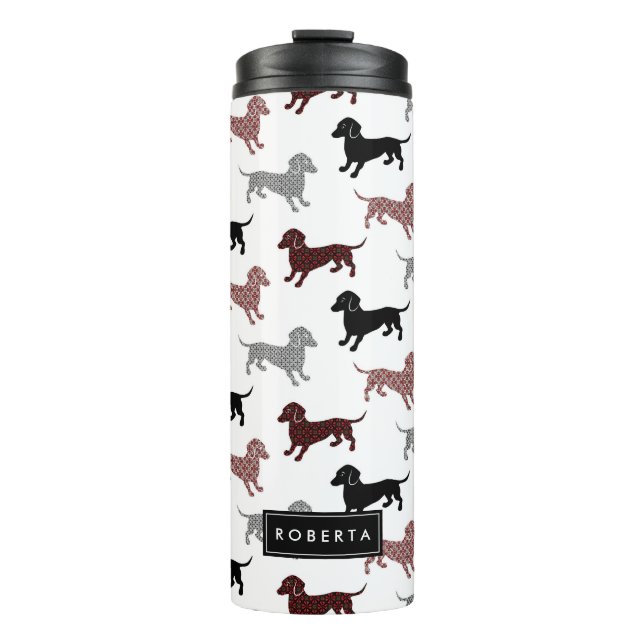 Damask Dachshunds Thermal Tumbler (Front)
