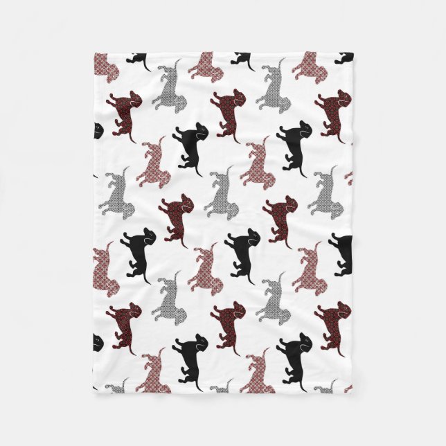 Damask Dackel Cute Dachshunds Fleece Blanket (Front)
