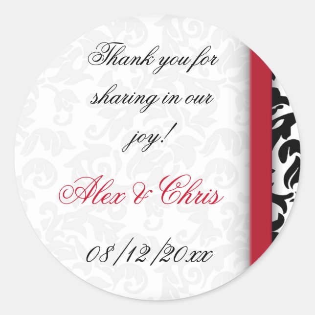 Damask Delight Favour Classic Round Sticker (Front)