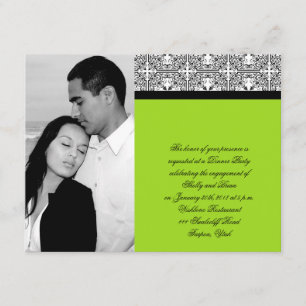 Damask Delight in Lime Green Wedding Engagement Invitation