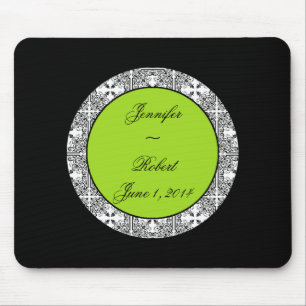 Damask Delight Lime Green Mouse Mat
