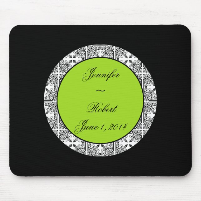 Damask Delight Lime Green Mouse Mat (Front)