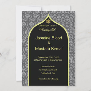 Damask Design For Islamic Wedding Invitation