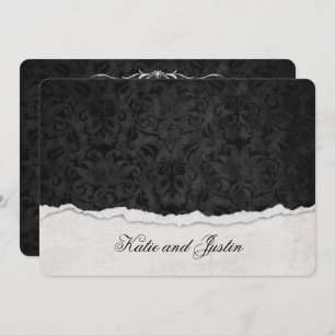 Damask design with torn edge invitation