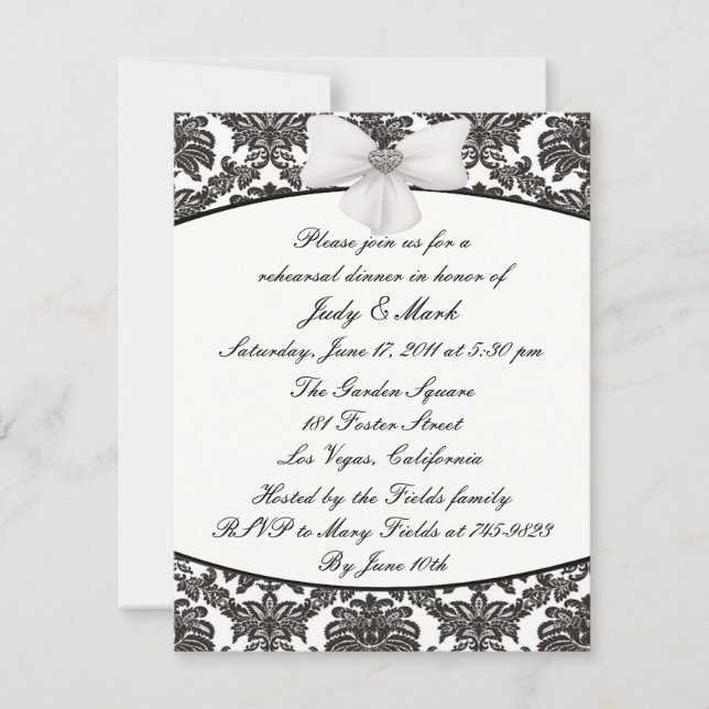 Damask Elegance Rehearsal Dinner Invitation (Front)