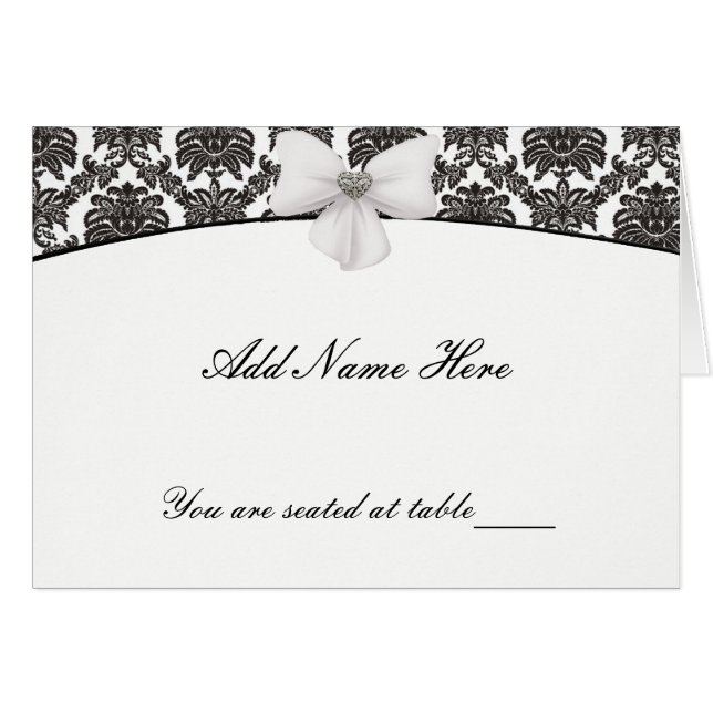 Damask Elegance Wedding Place Cards (Front Horizontal)