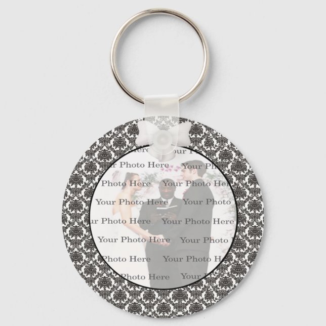 Damask Elegance Wedding Round Key Chain (Front)
