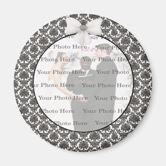 Damask Elegance Wedding Round Magnet (Front)