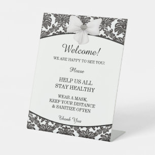 Damask Elegance Wedding Safety Pedestal Sign