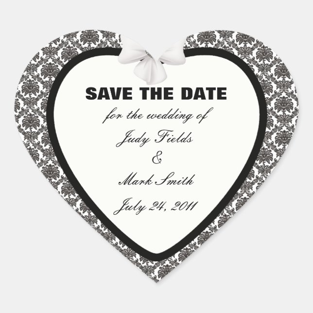 Damask Elegance Wedding Save The Date Stickers (Front)